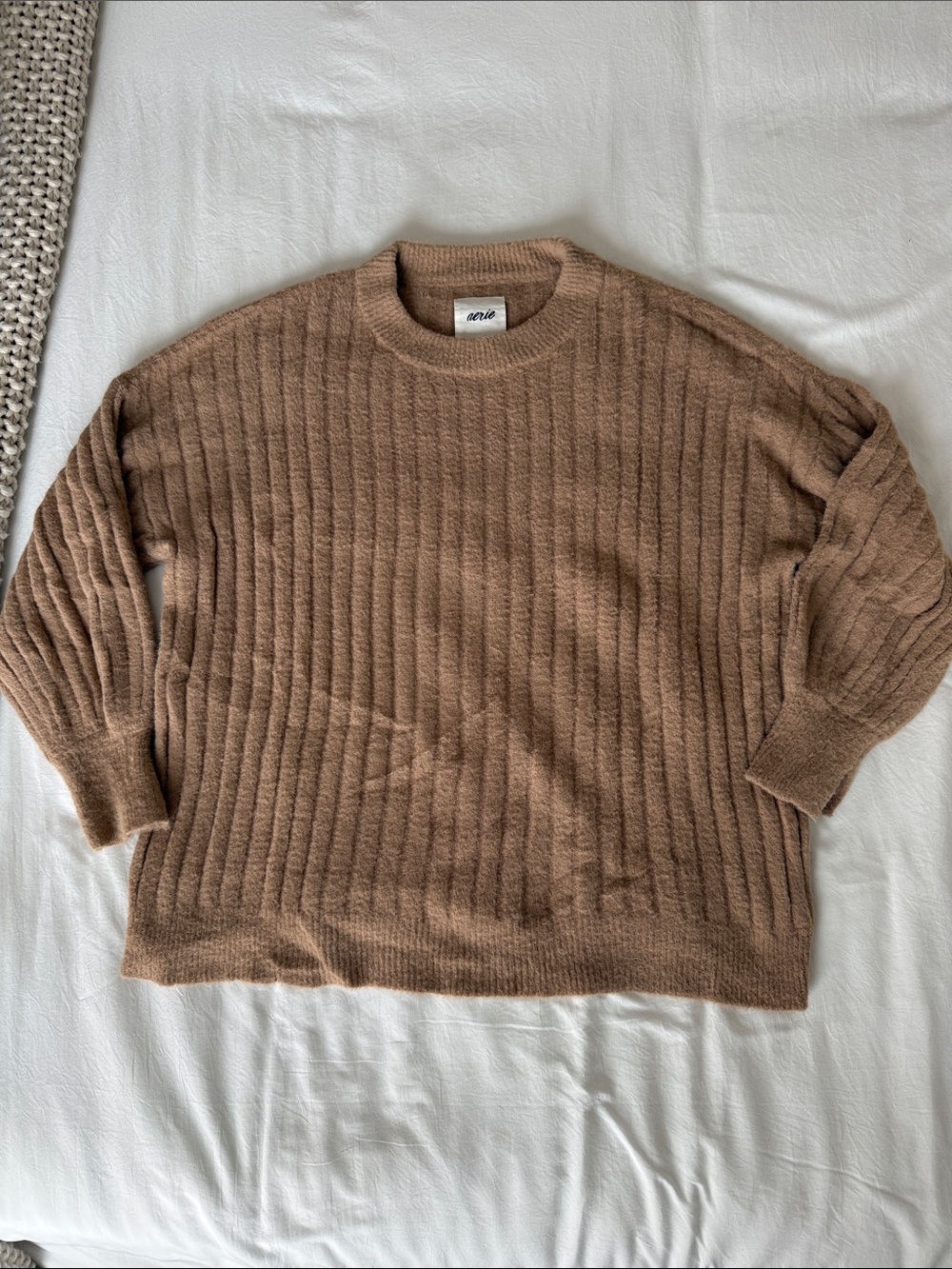 Aerie Cozy Ribbed Camel Sweater